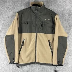 VTG OP Ocean Pacific Jacket Mens Large Fleece Full Zip Rip Stop Outdoor Logo 90s